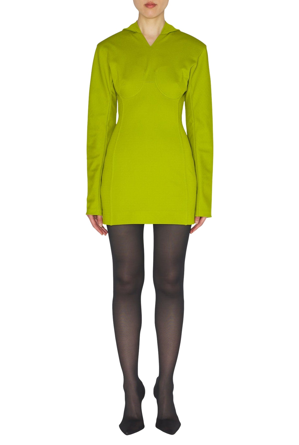 Robe courte à manches longues et dos nu - Acid Green