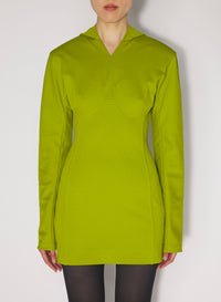 Robe courte à manches longues et dos nu - Acid Green