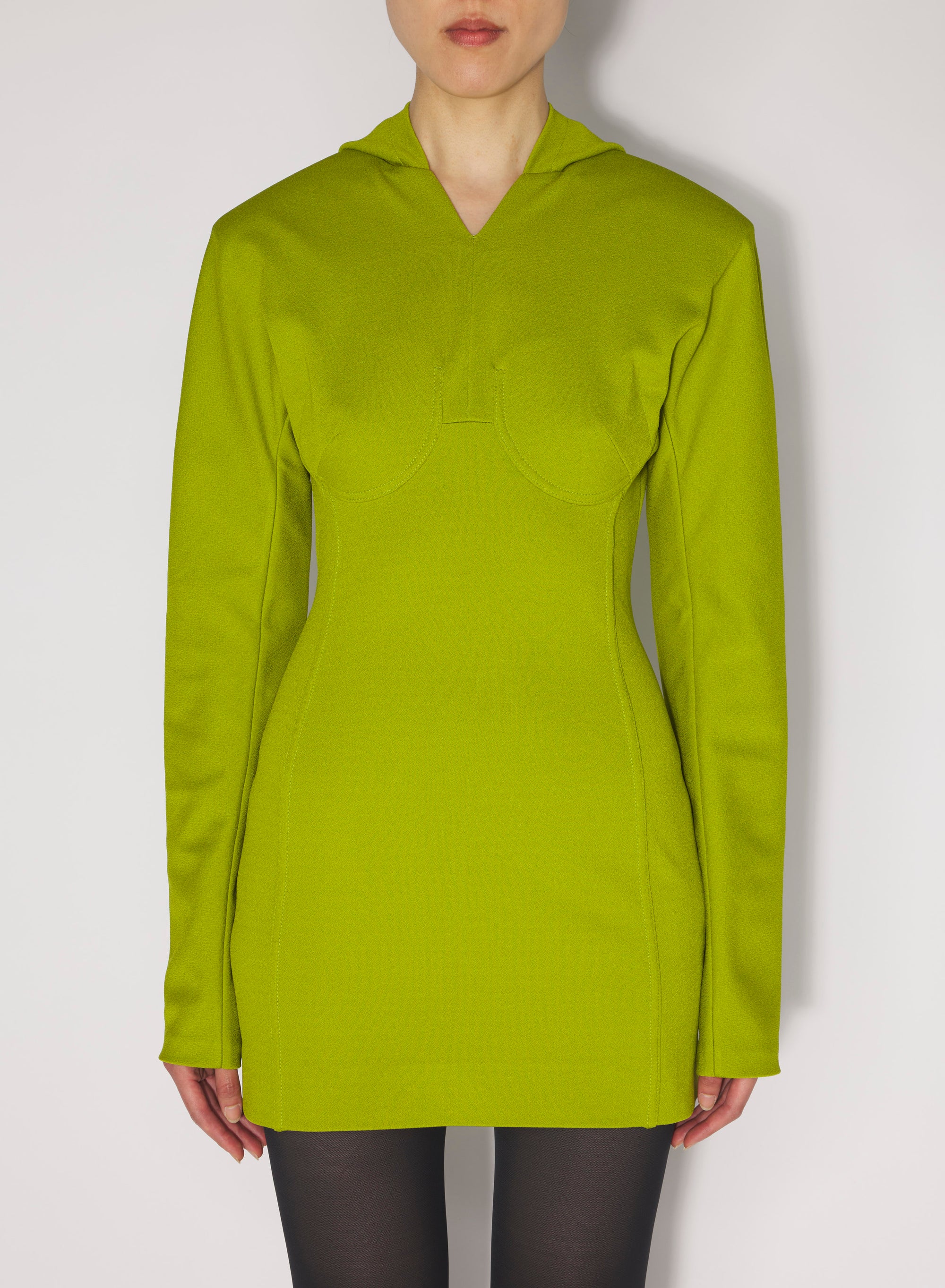 Robe courte à manches longues et dos nu - Acid Green