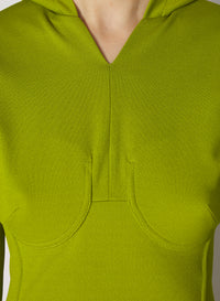 Robe courte à manches longues et dos nu - Acid Green