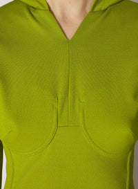 Robe courte à manches longues et dos nu - Acid Green