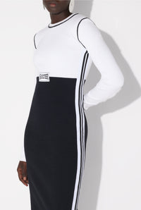 Robe longue Color Block en coton - White & Black