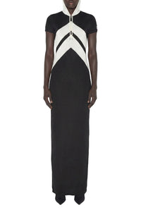 Herringbone maxi dress - Black & White