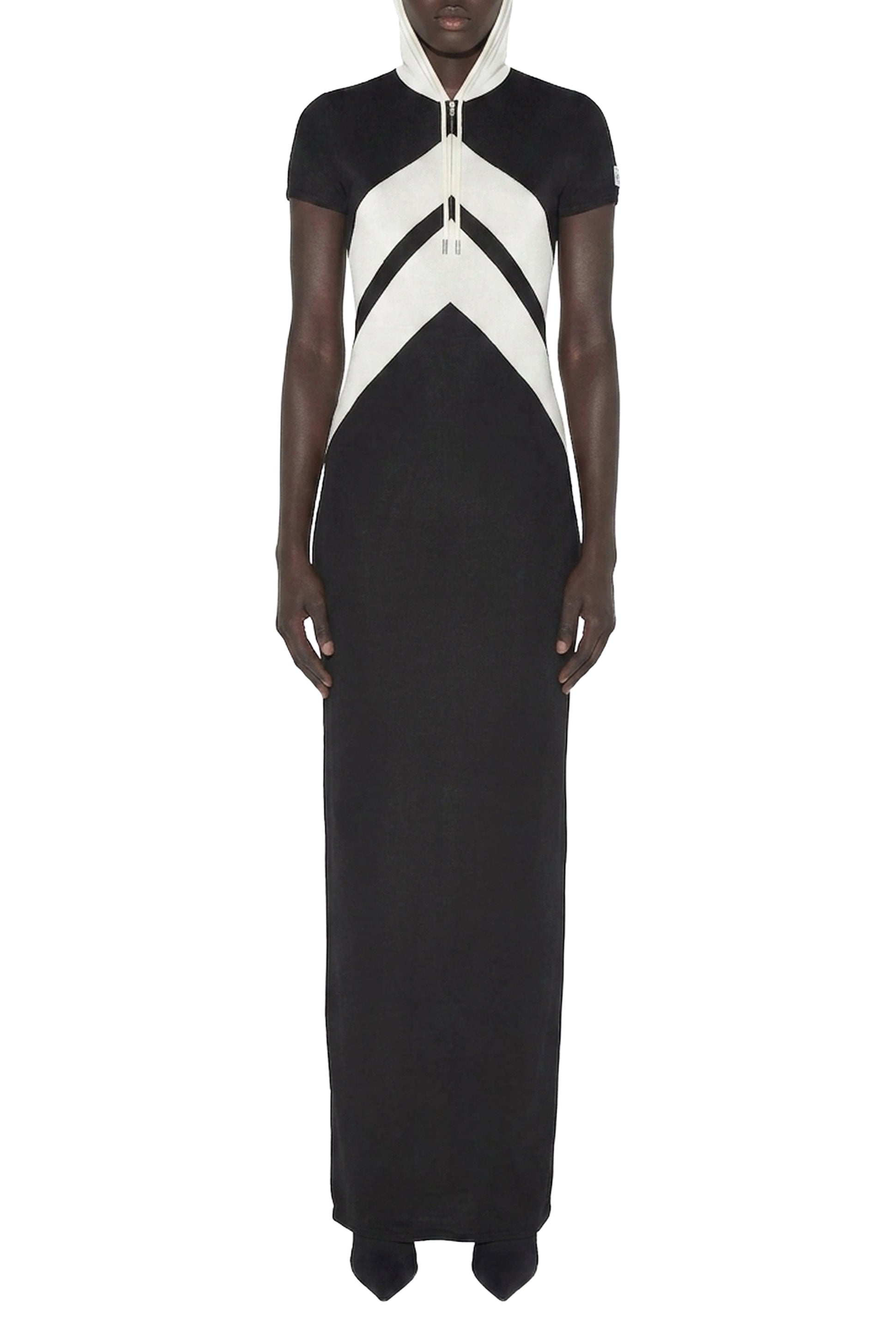 Herringbone maxi dress - Black & White