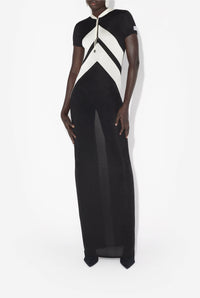 Herringbone maxi dress - Black & White