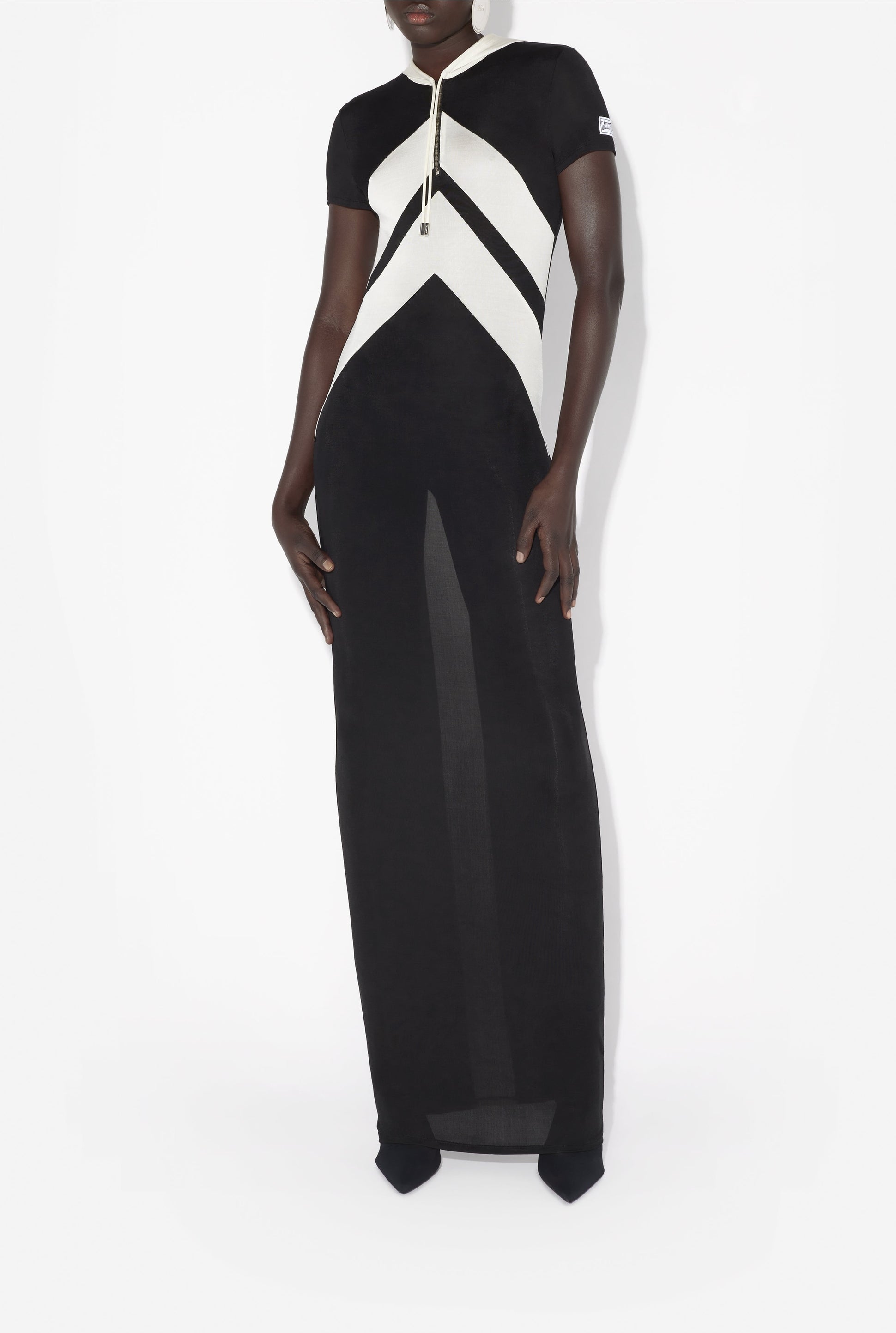 Herringbone maxi dress - Black & White