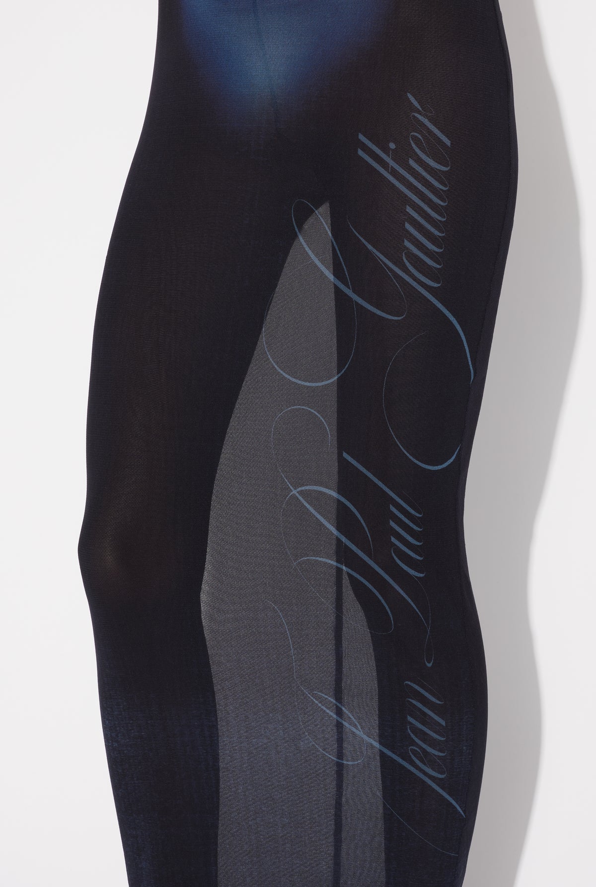 Mesh Long Dress Printed "Le Mâle" With Gathers Details - Navy & Lightblue & White