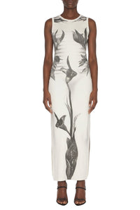 Ribbed cotton print maxi dress - White & Grey & Black