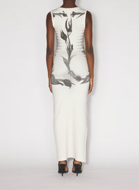 Robe longue côtelé imprimée en coton - White & Grey & Black