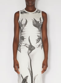 Robe longue côtelé imprimée en coton - White & Grey & Black