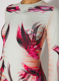 Robe à manches longues imprimée - Mint & Palepink & Red