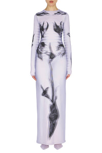 Robe à manches longues imprimée - White & Grey & Black