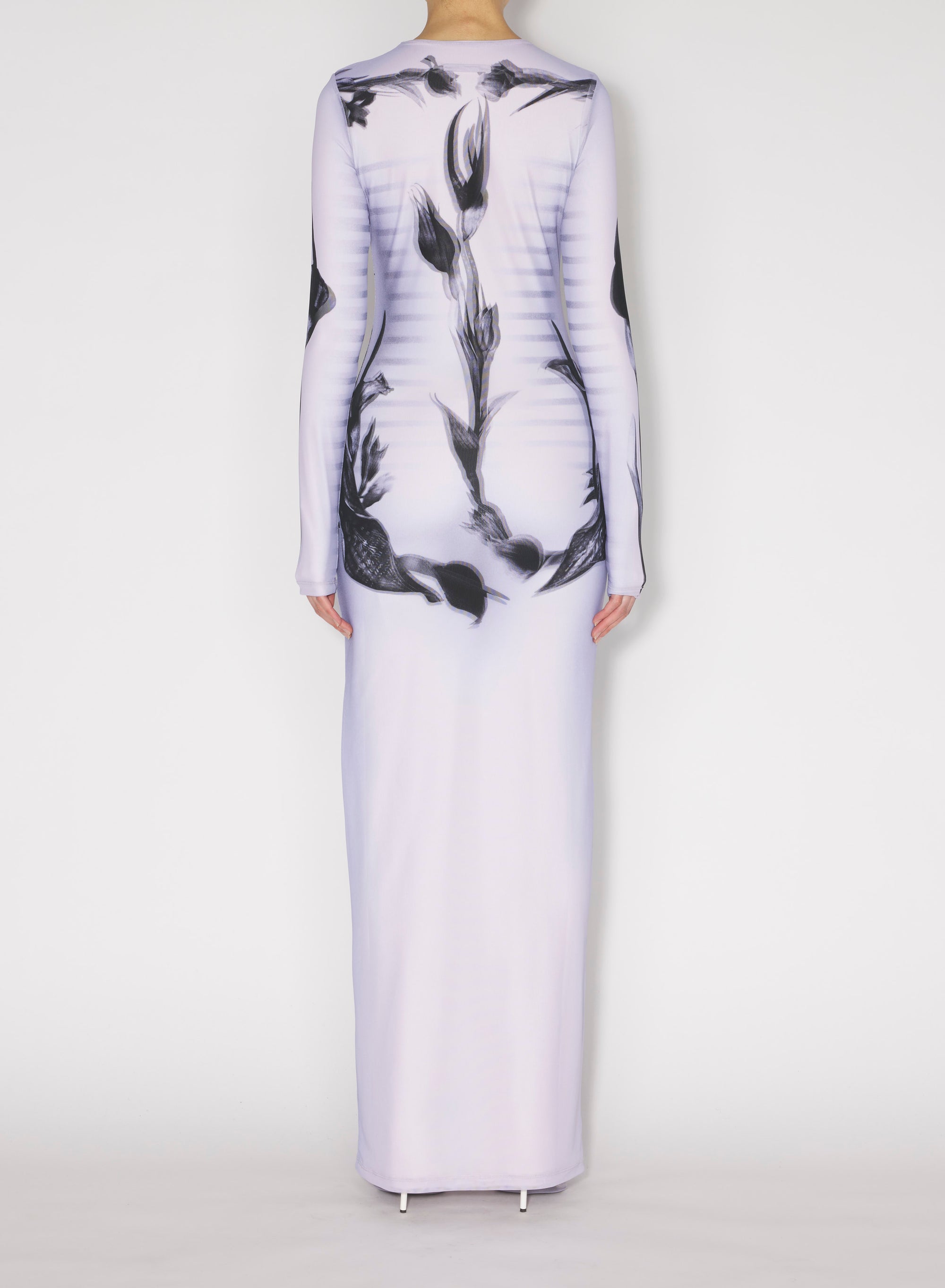 Robe à manches longues imprimée - White & Grey & Black