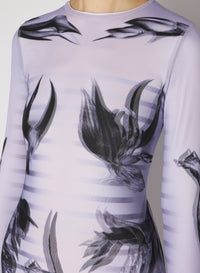 Robe à manches longues imprimée - White & Grey & Black