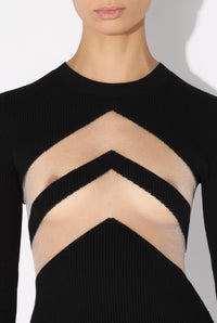 Robe longue à chevrons - Black