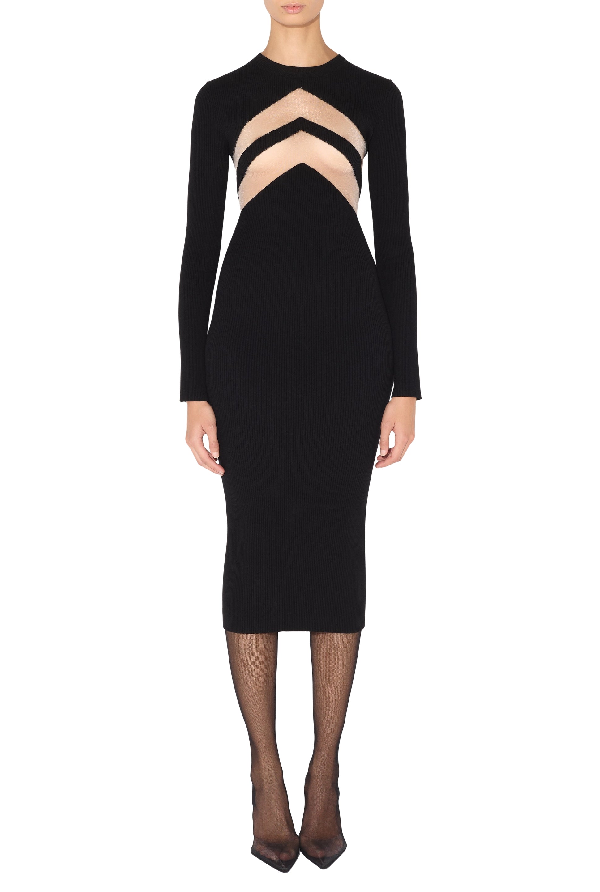 Robe longue à chevrons - Black