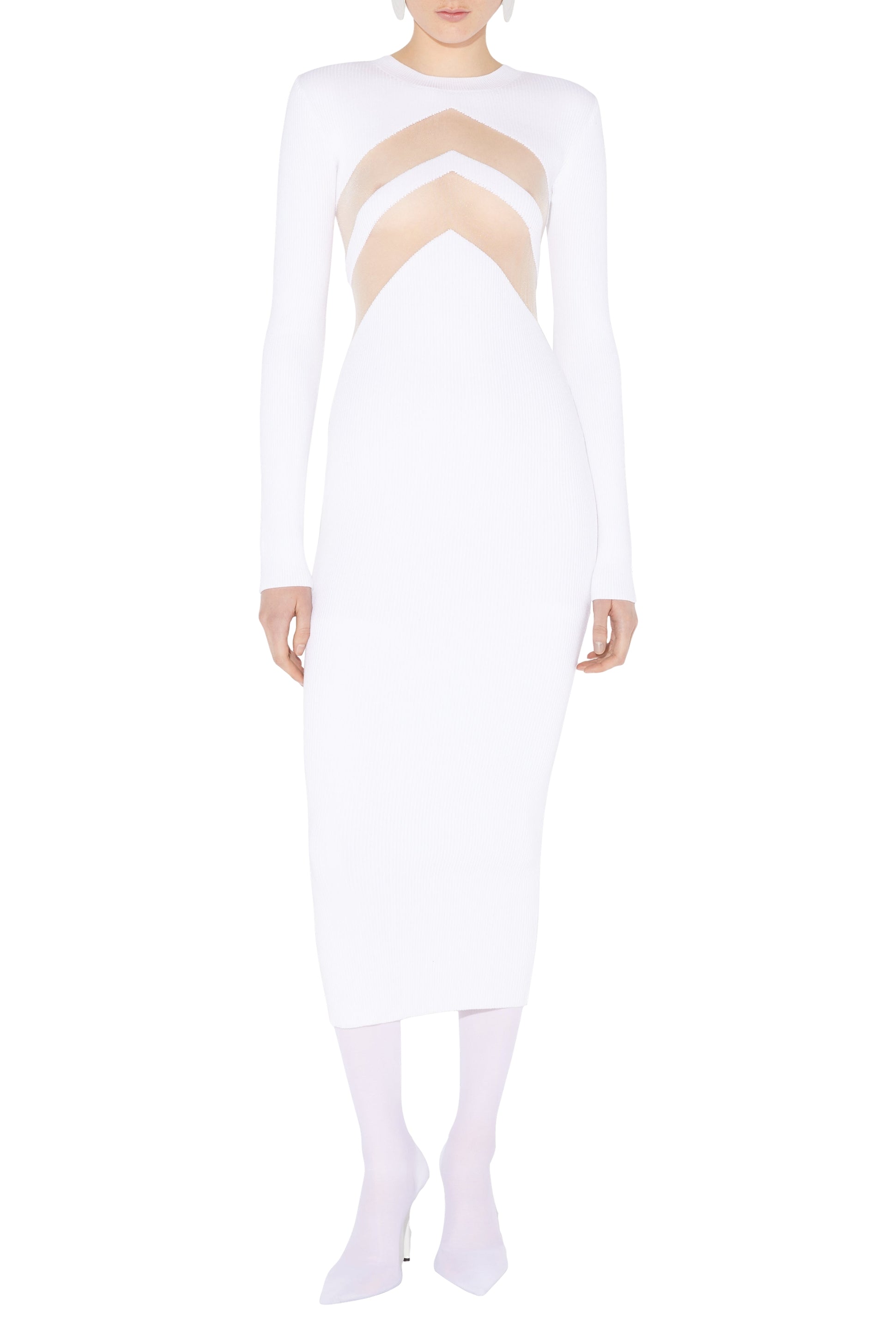 Robe Blanche à chevrons - White