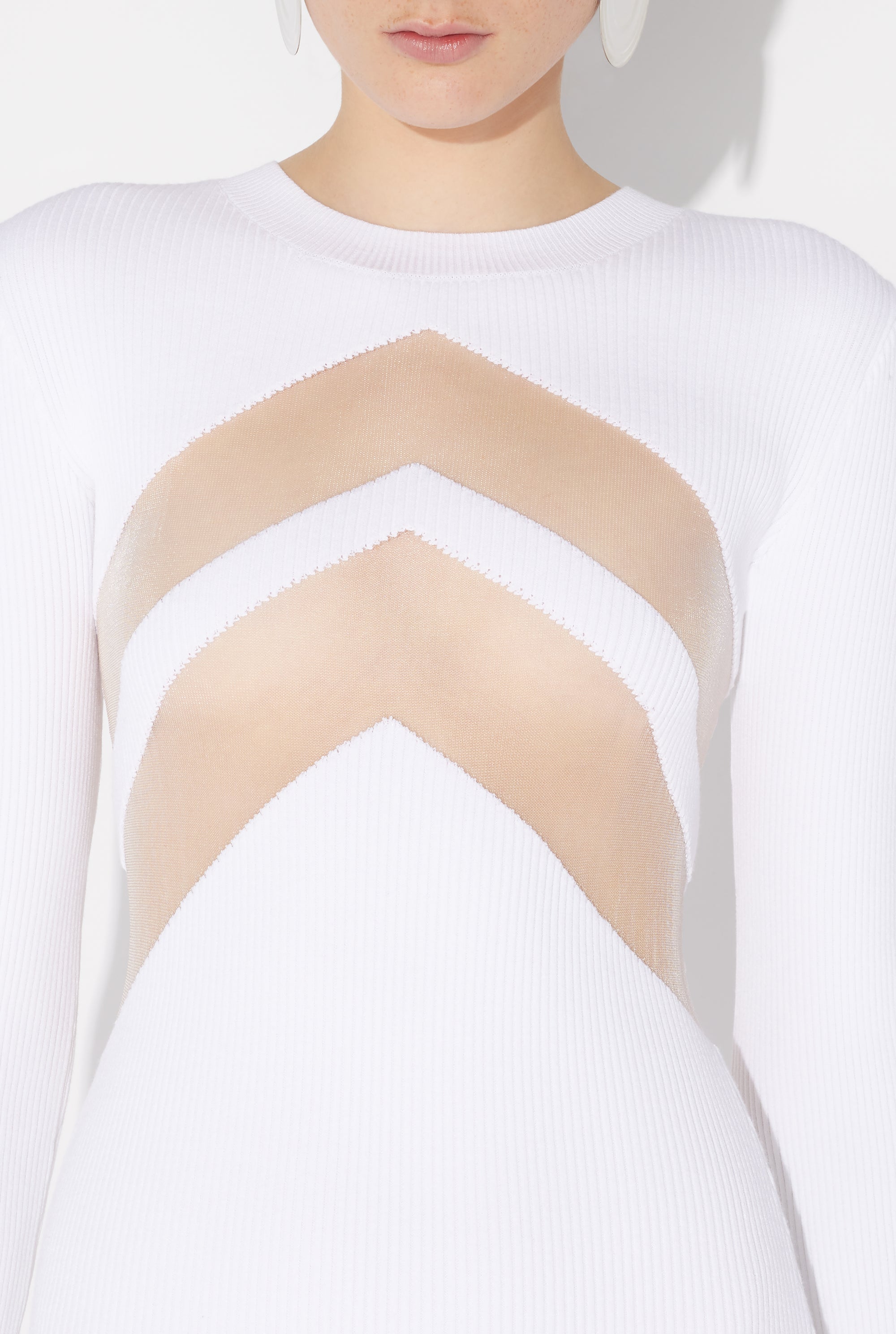 Robe Blanche à chevrons - White