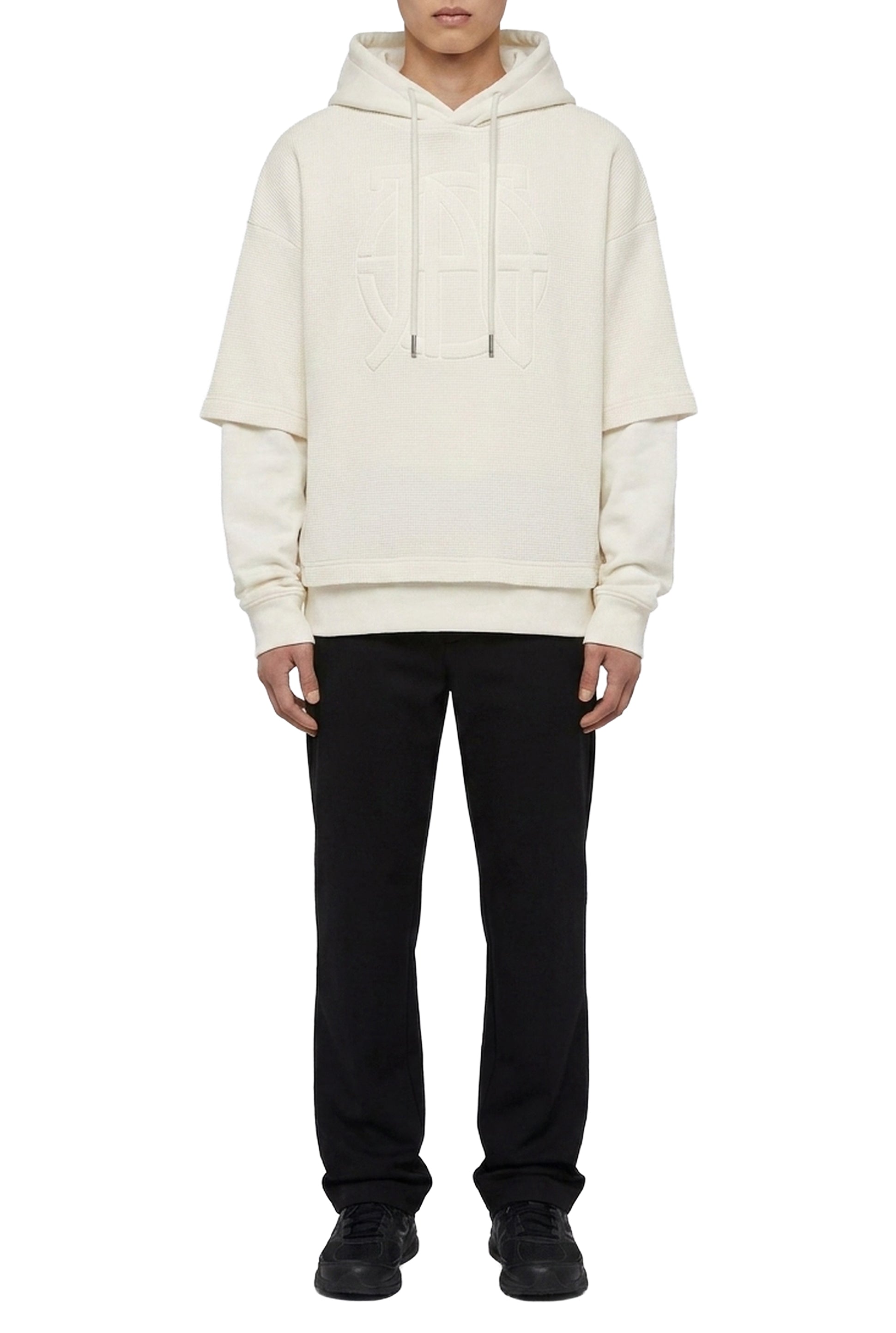 Cotton Waffle oversized hoodie - Ecru
