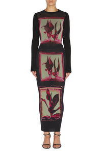Top à manches longues imprimé - Black & Pink & Mint