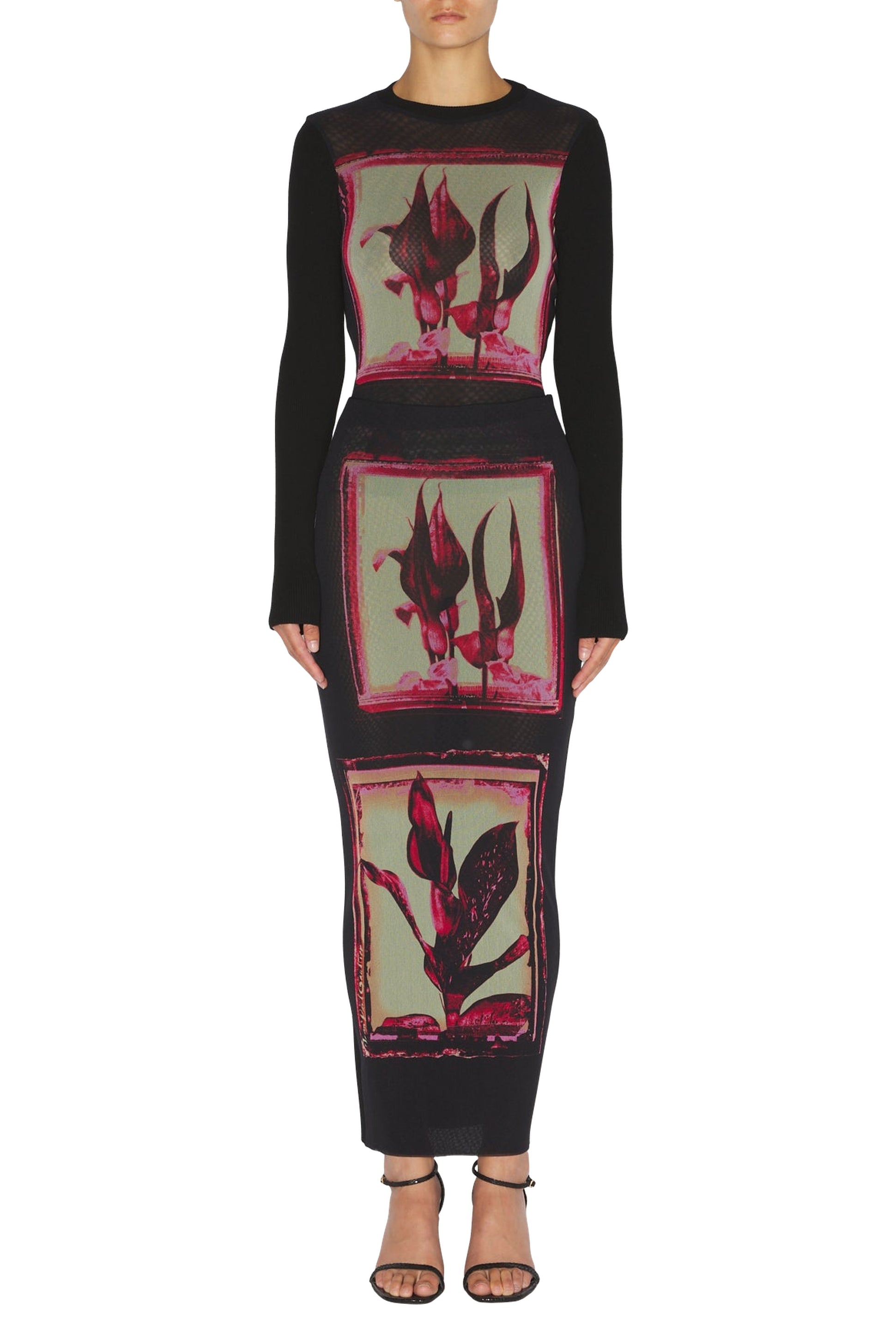 Top à manches longues imprimé - Black & Pink & Mint