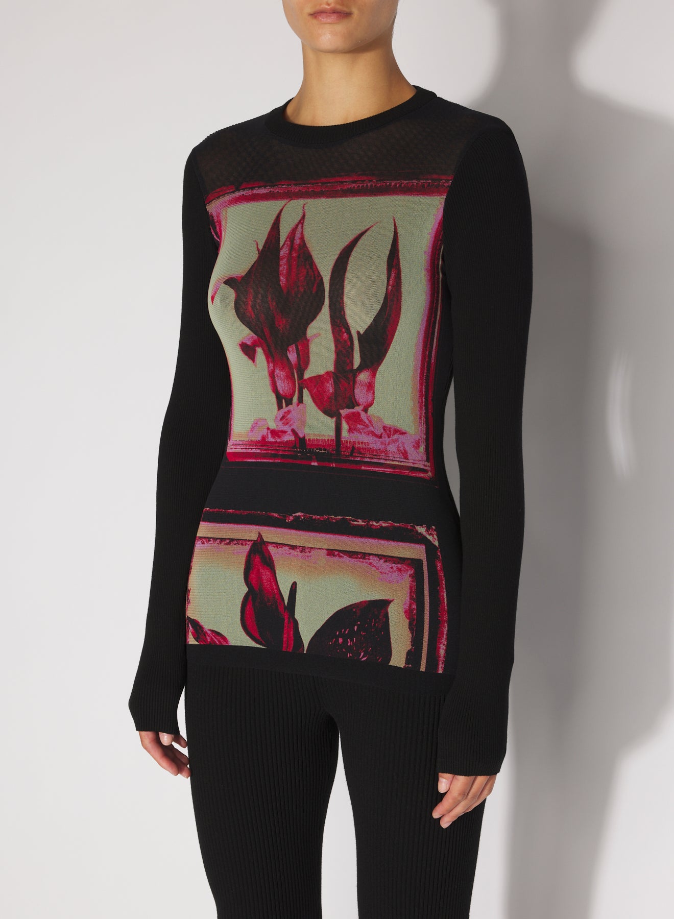 Top à manches longues imprimé - Black & Pink & Mint