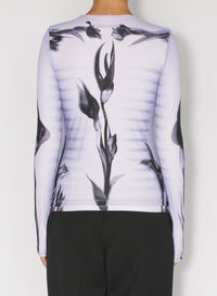 Haut imprimé Flower Body Morphing - White & Grey & Black