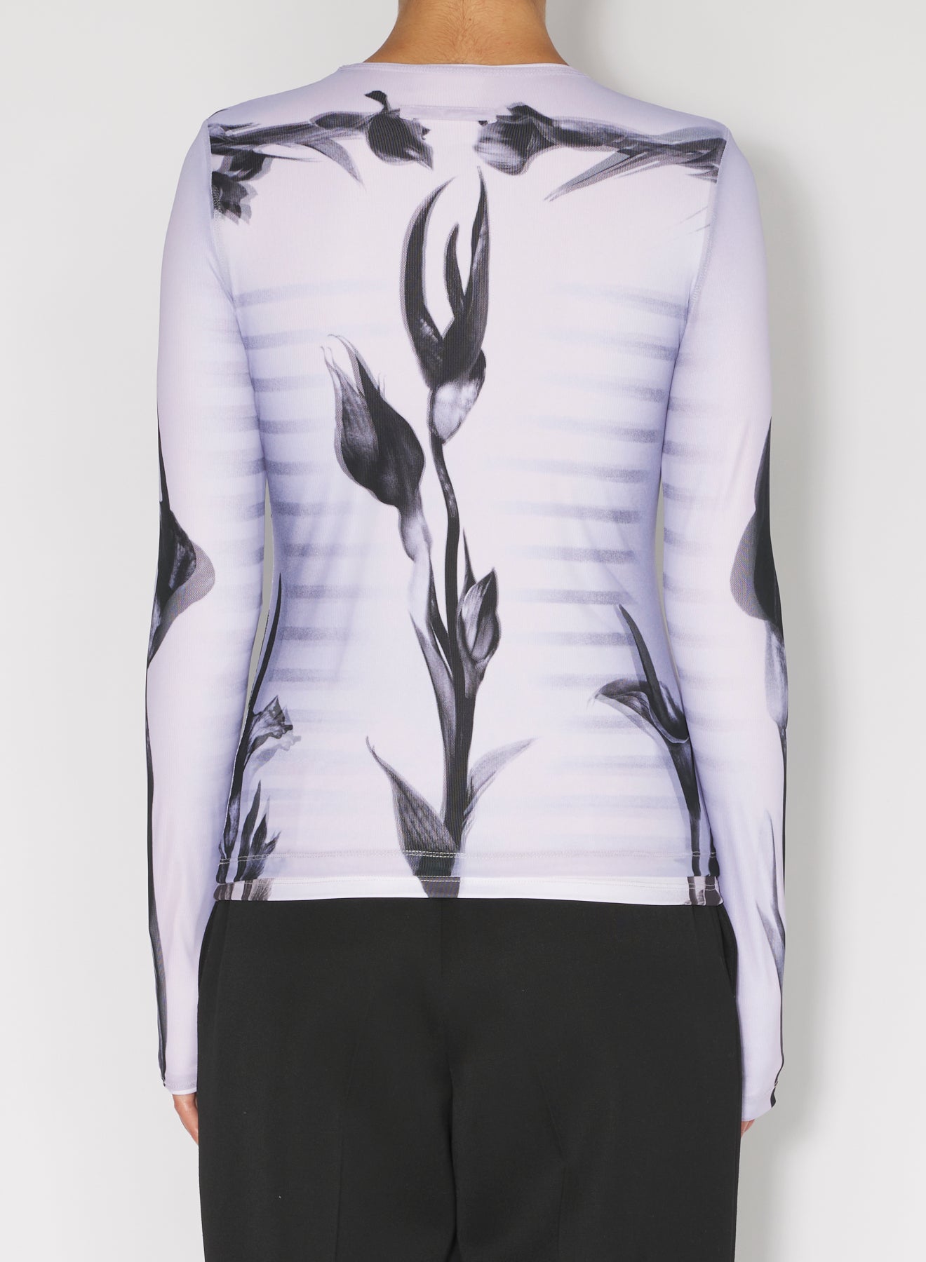 Haut imprimé Flower Body Morphing - White & Grey & Black