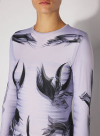 Haut imprimé Flower Body Morphing - White & Grey & Black