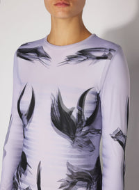 Top imprimé Flower Body Morphing - White & Grey & Black