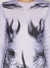 Haut imprimé Flower Body Morphing - White & Grey & Black