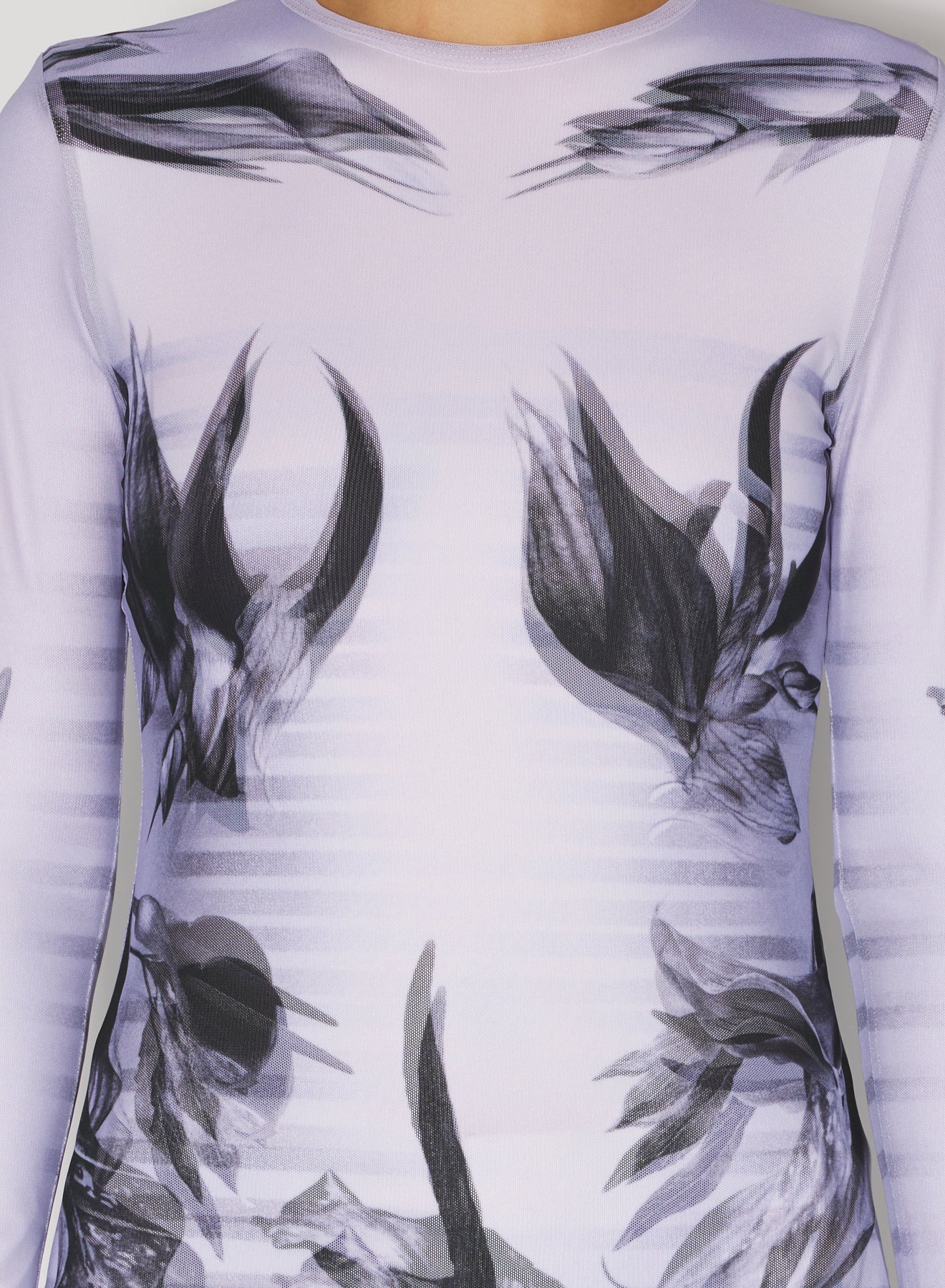 Haut imprimé Flower Body Morphing - White & Grey & Black