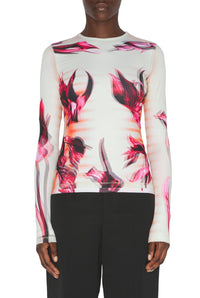 Haut imprimé Flower Body Morphing - Mint & Palepink & Red