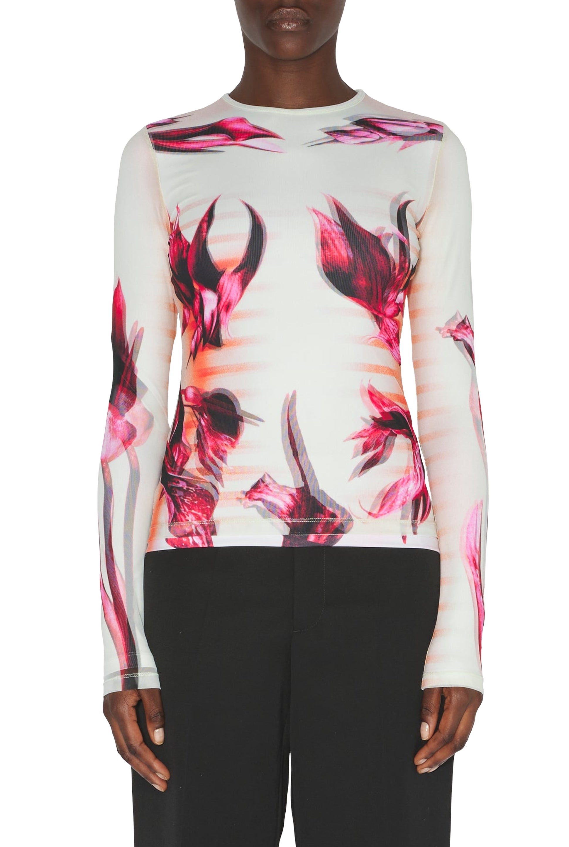 Haut imprimé Flower Body Morphing - Mint & Palepink & Red