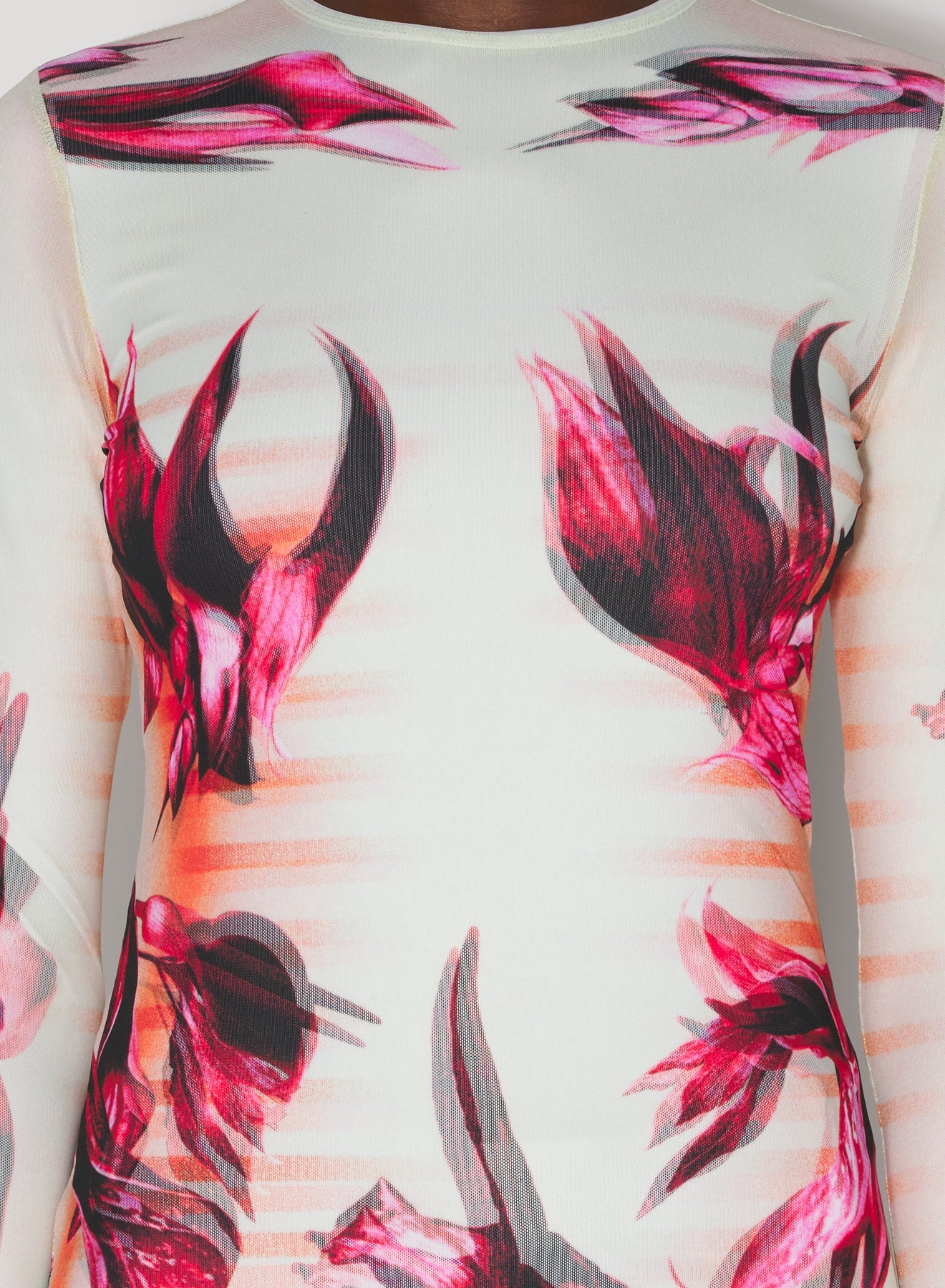 Haut imprimé Flower Body Morphing - Mint & Palepink & Red