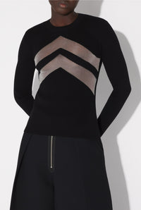 Pull manches longues à chevrons - Black