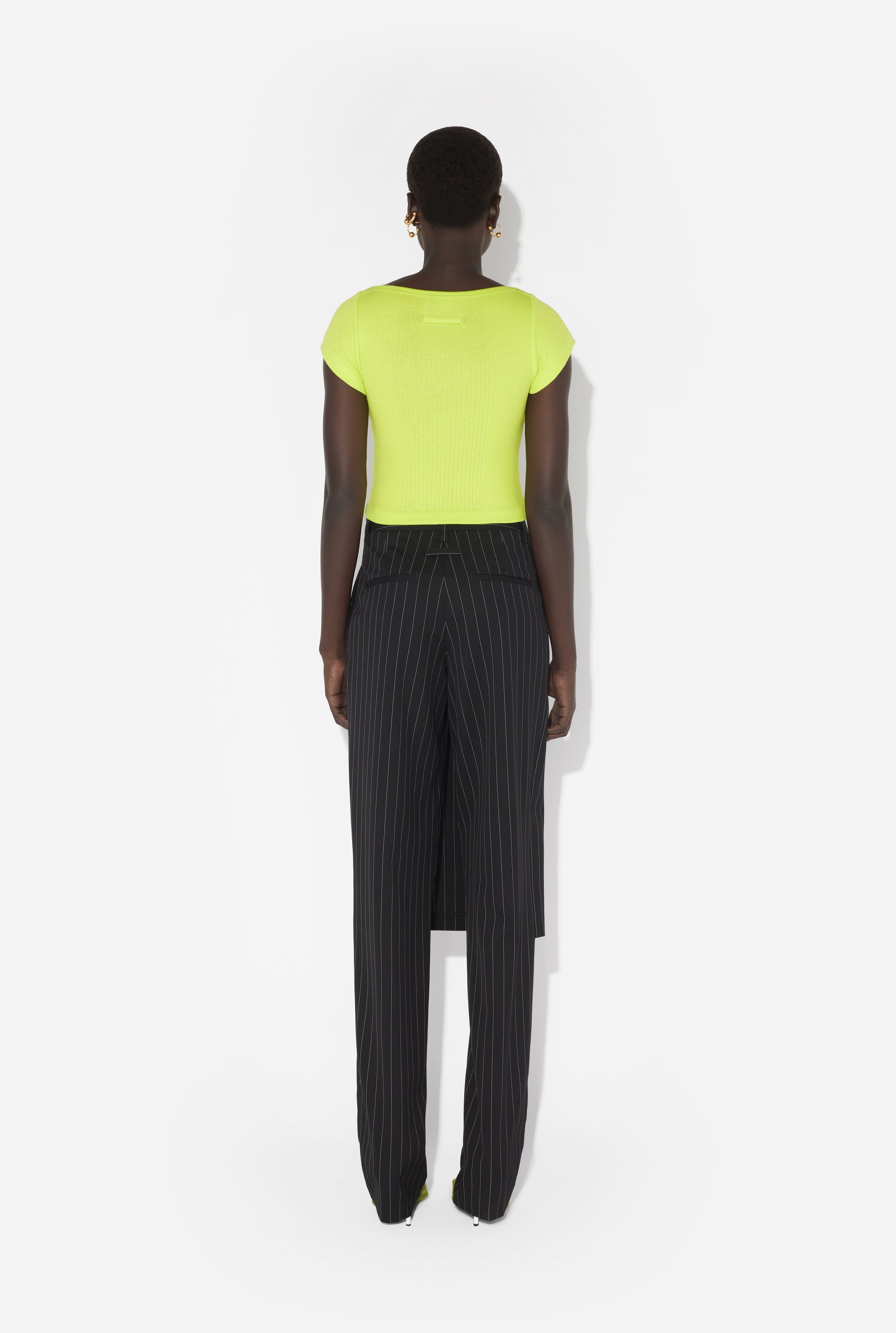 Yellow cotton patch t-shirt - Lime