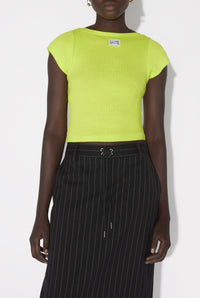 Yellow cotton patch t-shirt - Lime