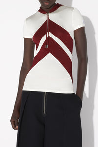 T-shirt Blanc à chevrons - White & Burgundy