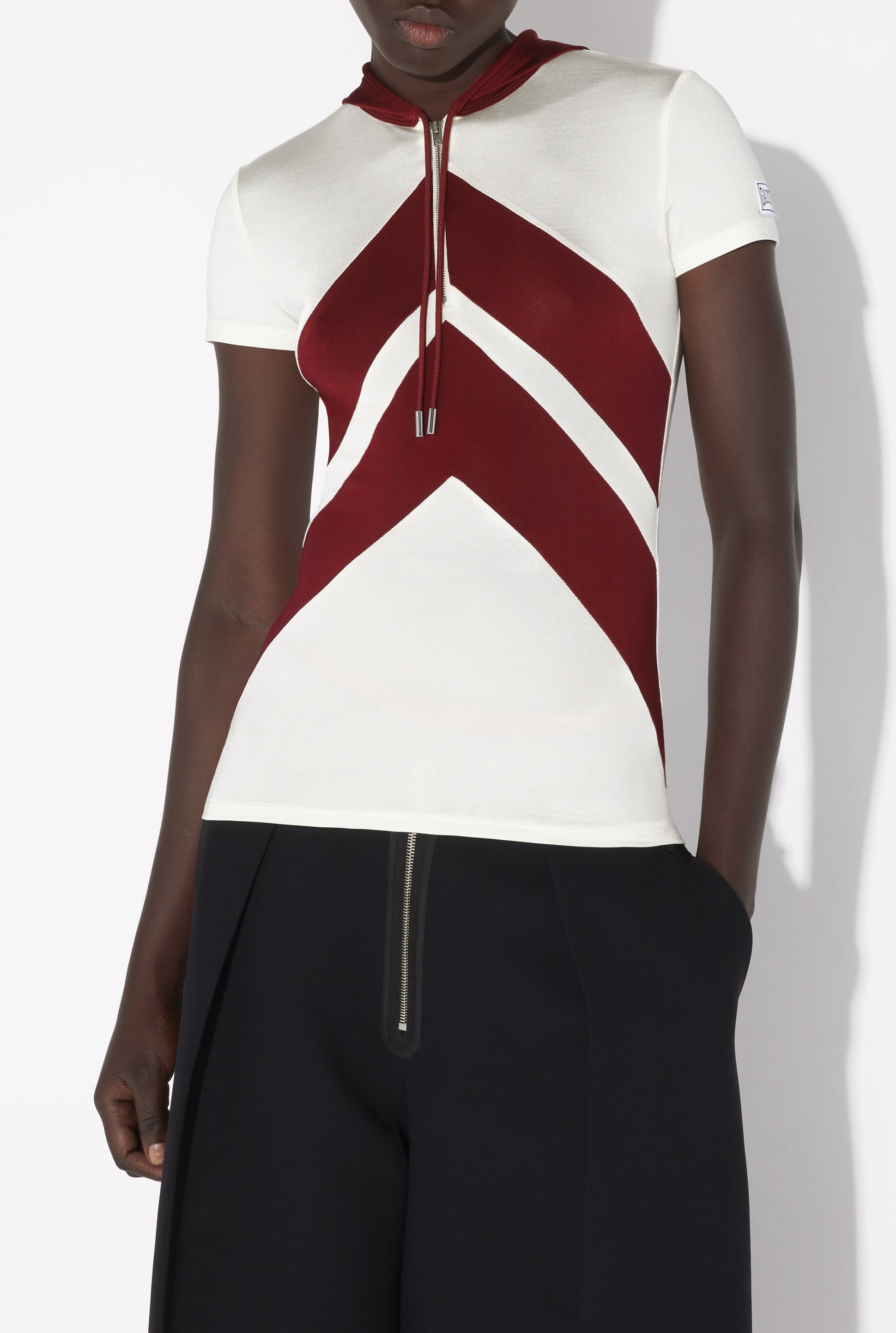 T-shirt Blanc à chevrons - White & Burgundy
