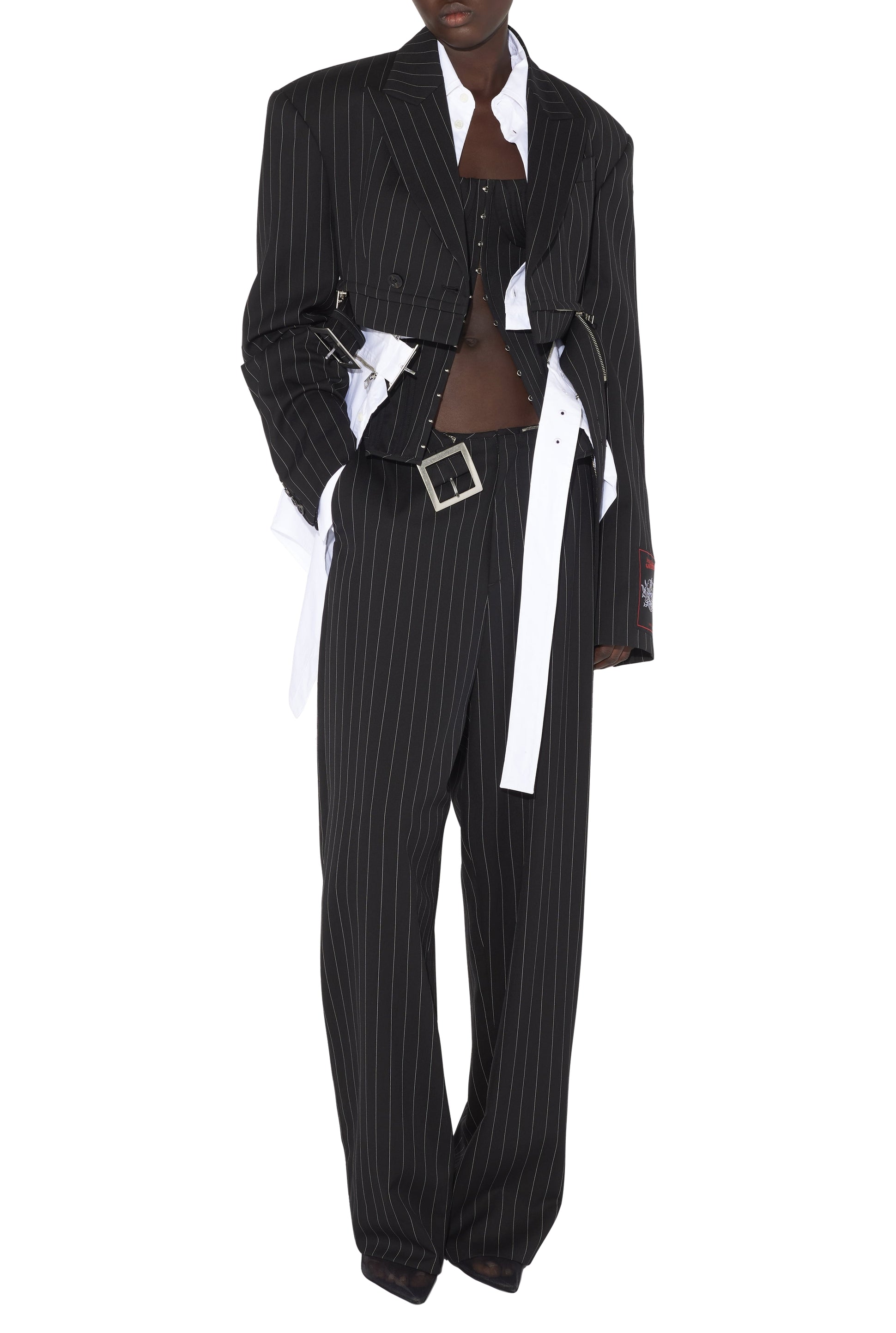 Veste tailleur courte en laine - Black & White