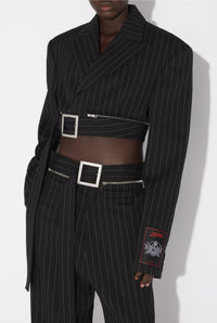 Veste tailleur courte en laine - Black & White