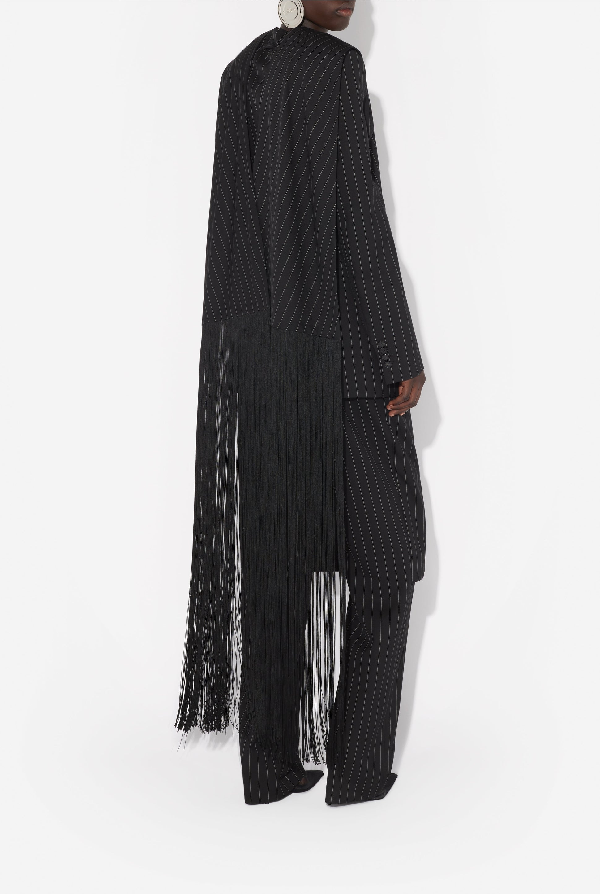 Veste tailleur à franges en laine - Black & White