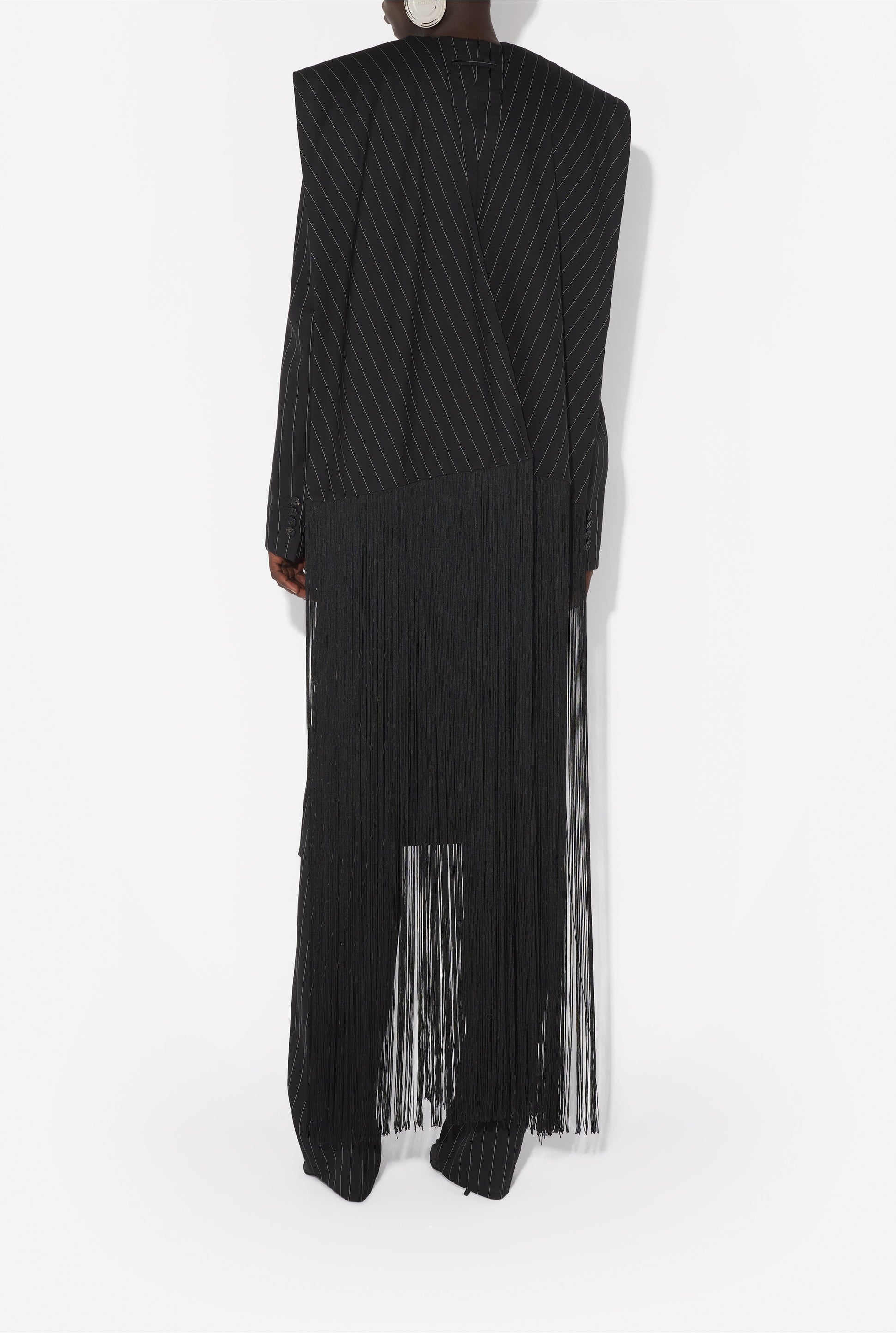Veste tailleur à franges en laine - Black & White