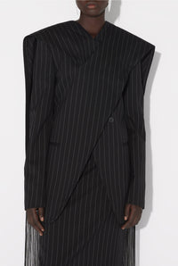 Veste tailleur à franges en laine - Black & White