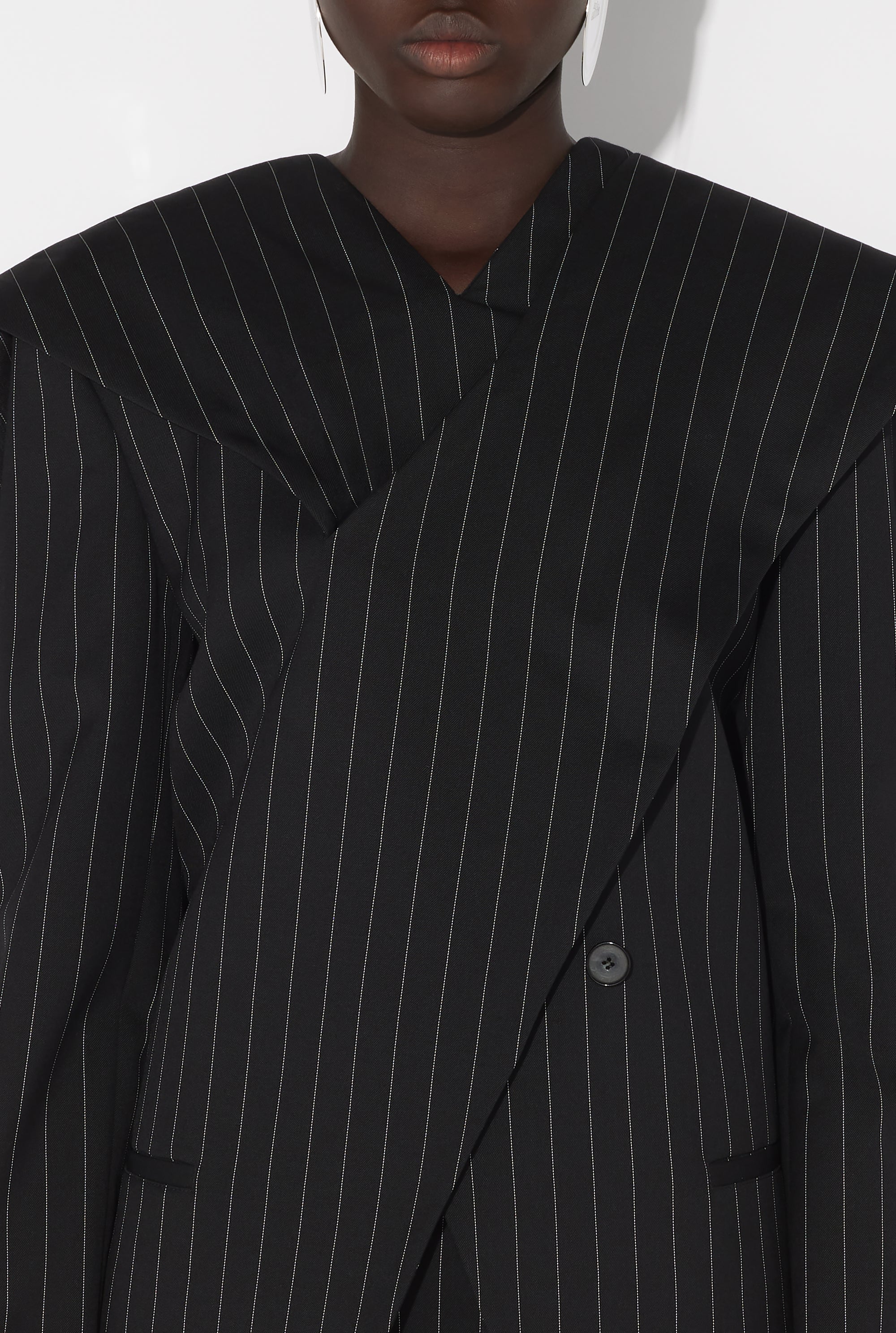 Veste tailleur à franges en laine - Black & White