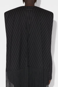 Veste tailleur à franges en laine - Black & White