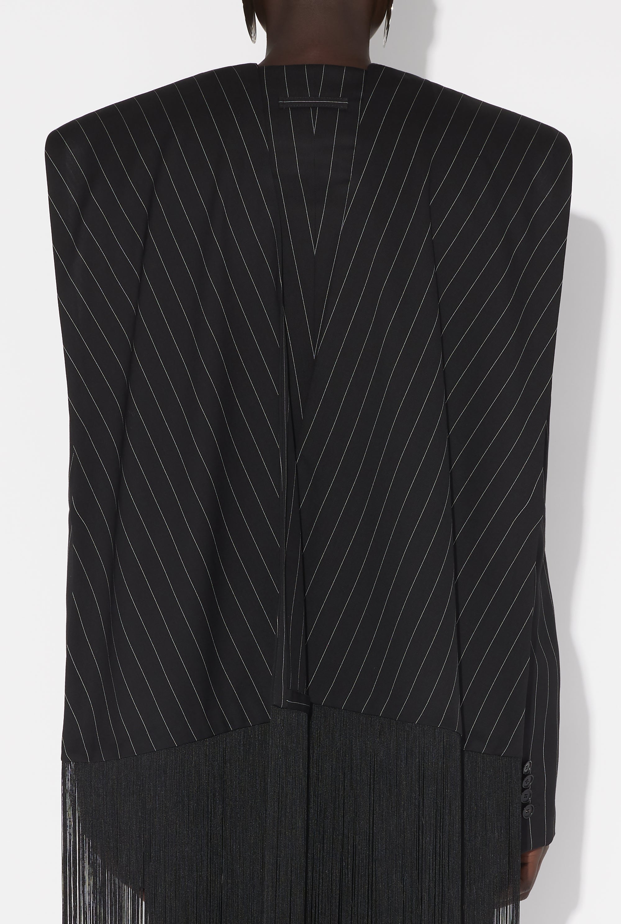 Veste tailleur à franges en laine - Black & White