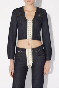 Veste contrastée en denim - Indigo & Beige