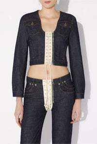 Veste contrastée en denim - Indigo & Beige